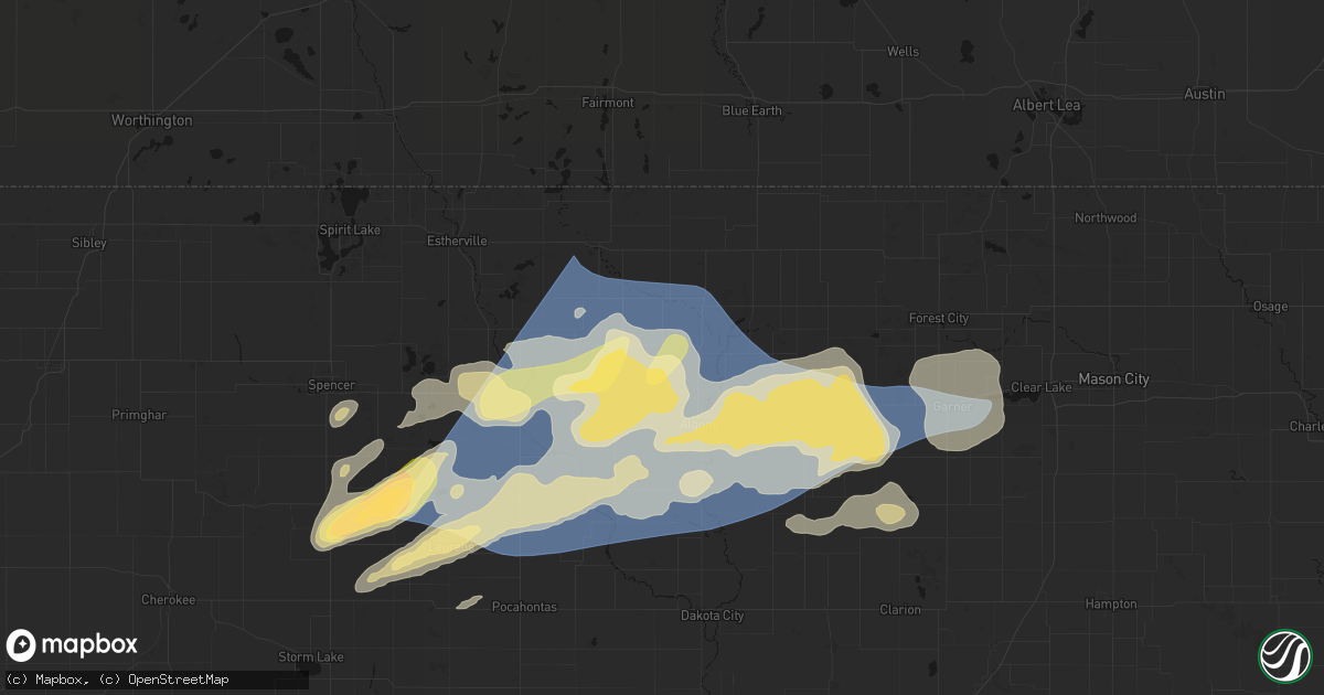 Hail map in Lone Rock, IA on June 28, 2026
