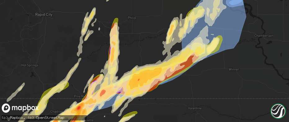 Hail map in Long Valley, SD on June 28, 2026