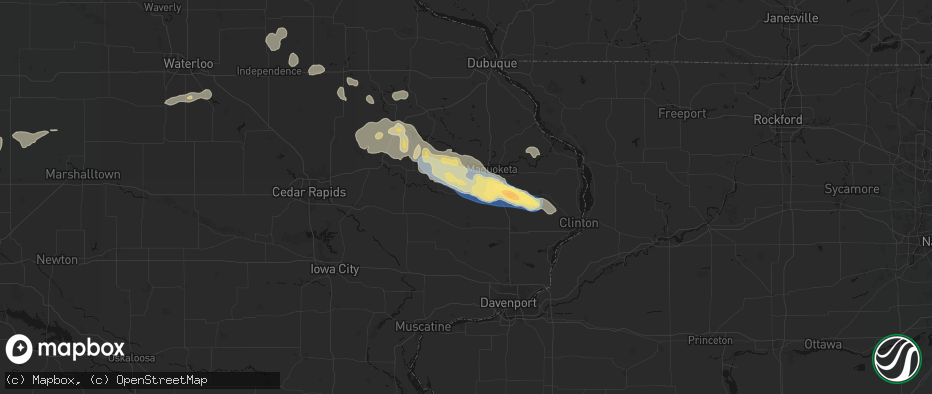 Hail map in Lost Nation, IA on June 28, 2026