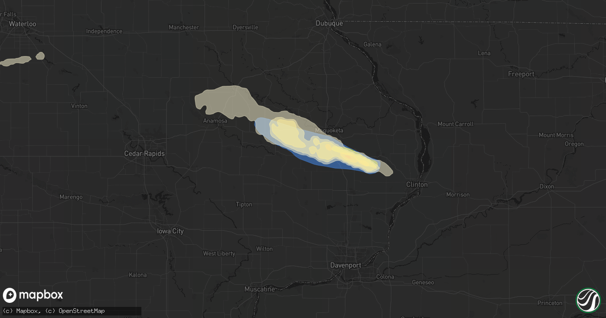 Hail map in Lost Nation, IA on June 28, 2026