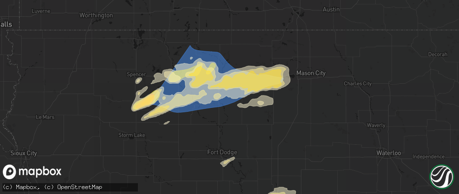 Hail map in Lu Verne, IA on June 28, 2026