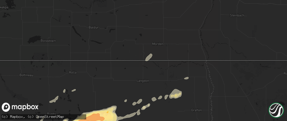 Hail map in Maida, ND on June 28, 2026