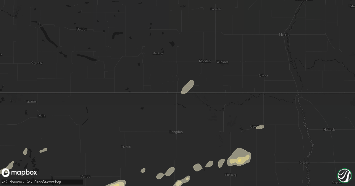 Hail map in Maida, ND on June 28, 2026
