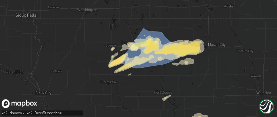 Hail map in Mallard, IA on June 28, 2026