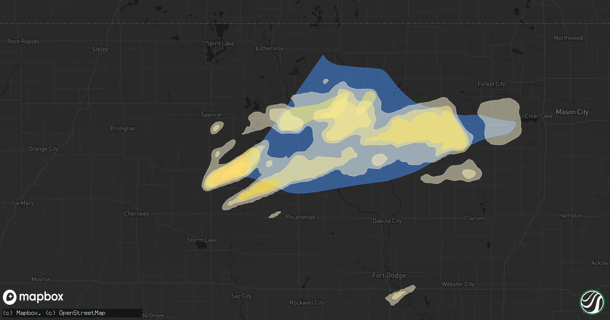Hail map in Mallard, IA on June 28, 2026