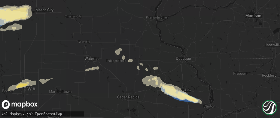 Hail map in Manchester, IA on June 28, 2026