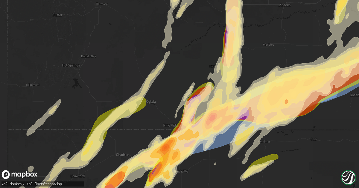 Hail map in Manderson, SD on June 28, 2026