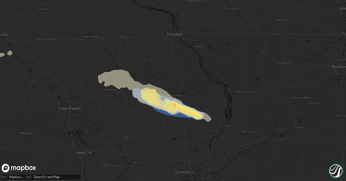 Hail map in Maquoketa, IA on June 28, 2026