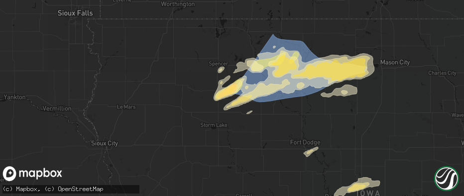 Hail map in Marathon, IA on June 28, 2026