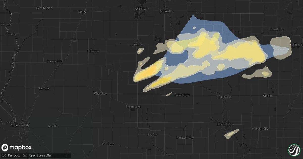 Hail map in Marathon, IA on June 28, 2026