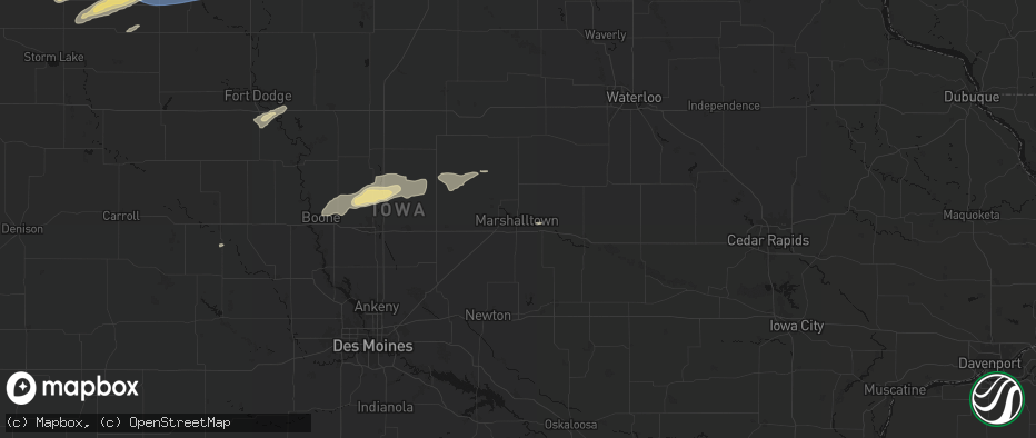 Hail map in Marshalltown, IA on June 28, 2026
