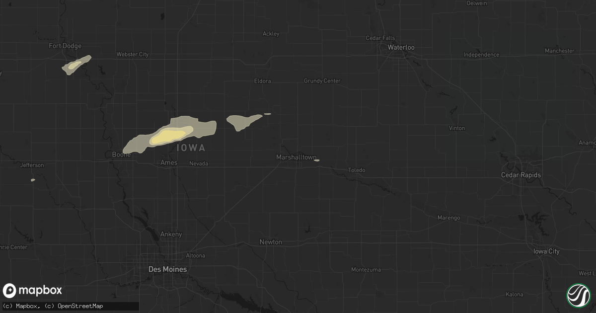 Hail map in Marshalltown, IA on June 28, 2026
