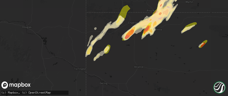 Hail map in Marsland, NE on June 28, 2026