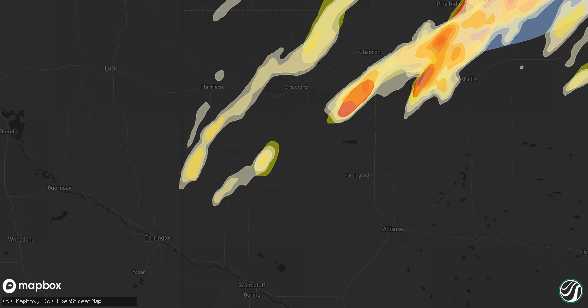 Hail map in Marsland, NE on June 28, 2026