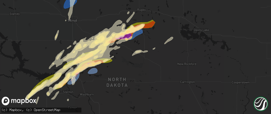 Hail map in Martin, ND on June 28, 2026