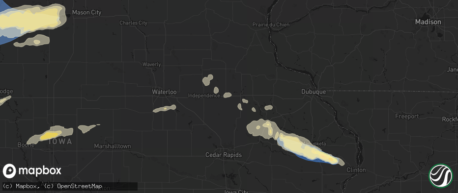 Hail map in Masonville, IA on June 28, 2026