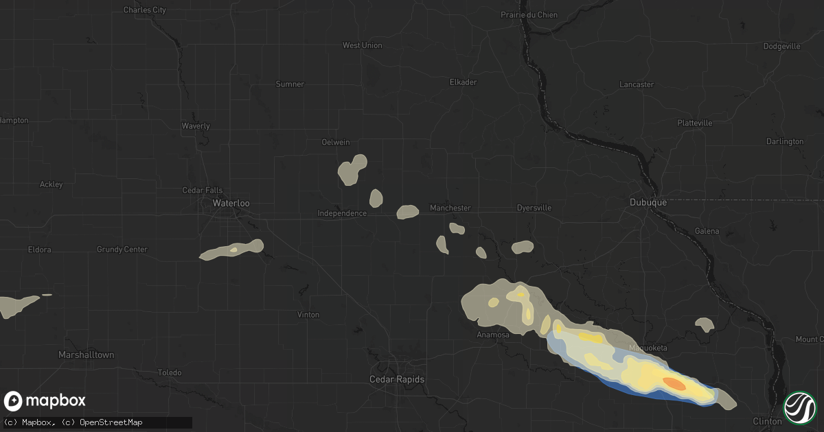 Hail map in Masonville, IA on June 28, 2026
