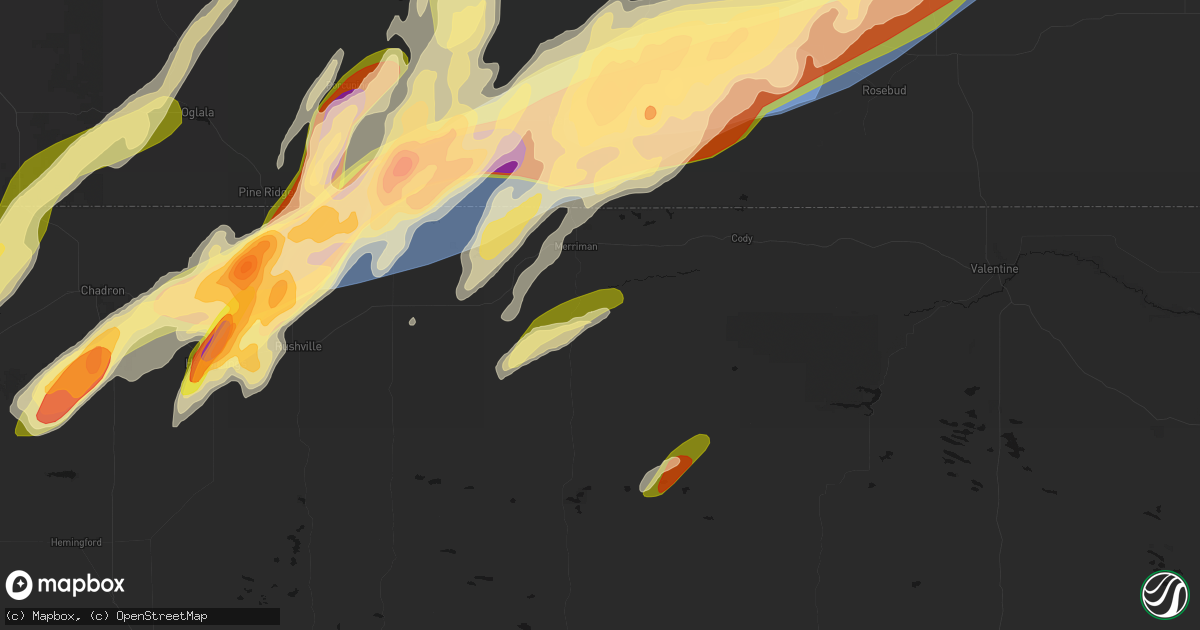 Hail map in Merriman, NE on June 28, 2026