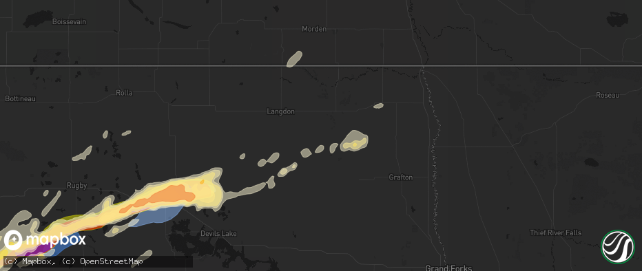 Hail map in Milton, ND on June 28, 2026