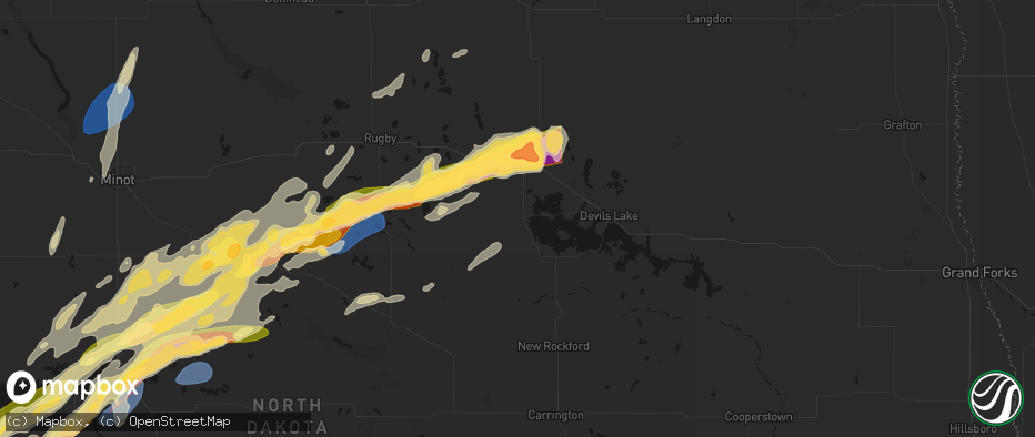 Hail map in Minnewaukan, ND on June 28, 2026