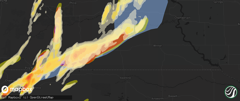 Hail map in Mission, SD on June 28, 2026
