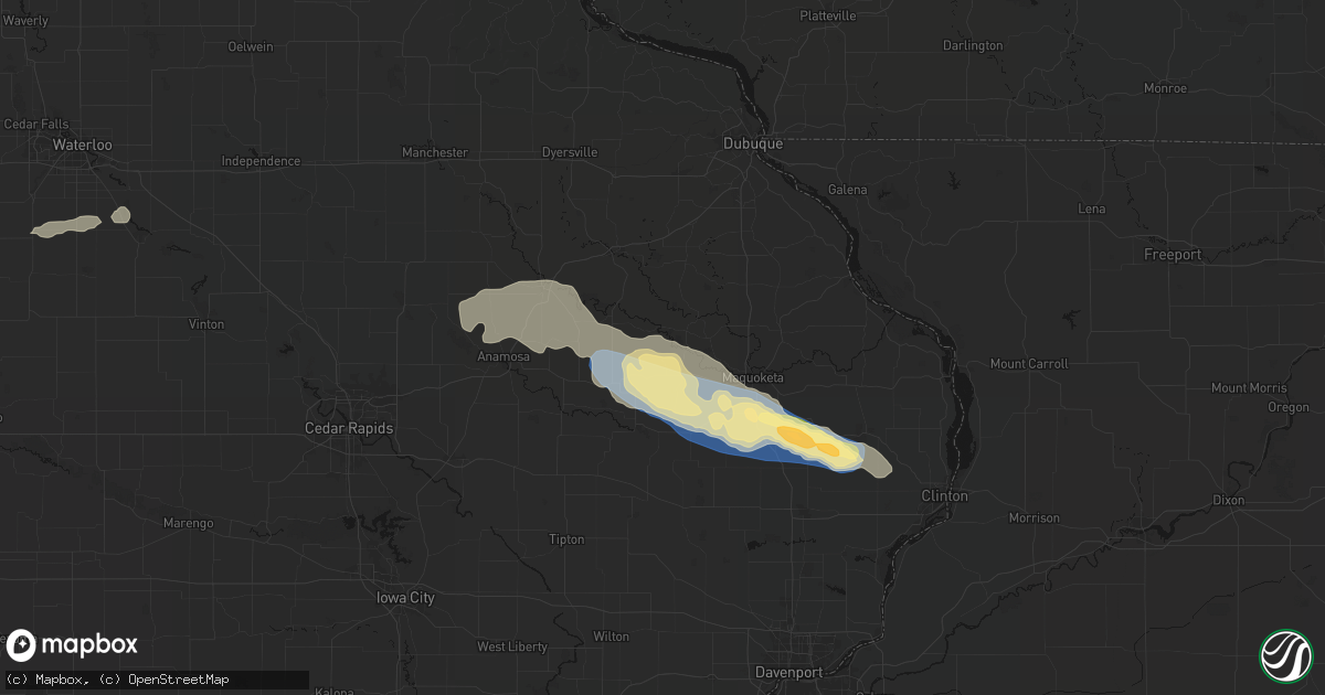 Hail map in Monmouth, IA on June 28, 2026