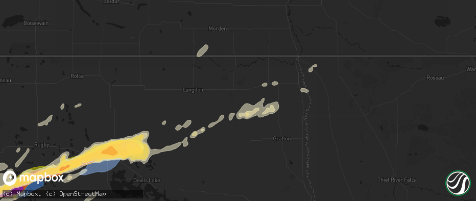 Hail map in Mountain, ND on June 28, 2026