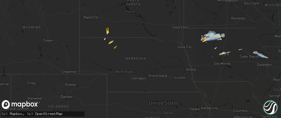 Hail map in Nebraska on June 28, 2026