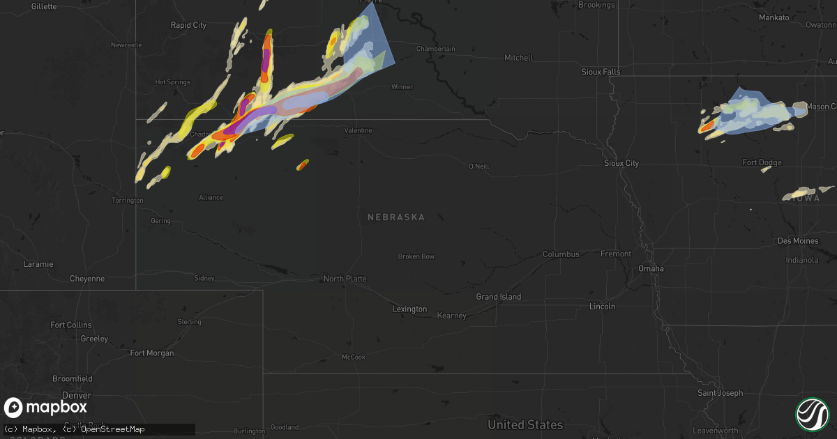 Hail map in Nebraska on June 28, 2026