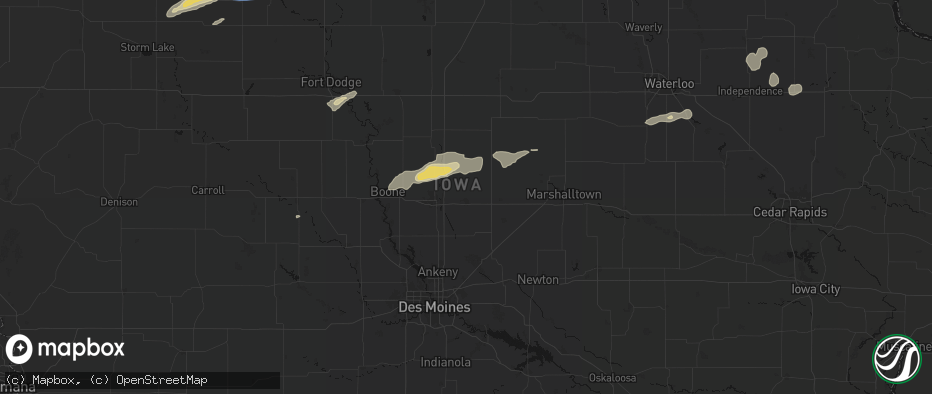 Hail map in Nevada, IA on June 28, 2026