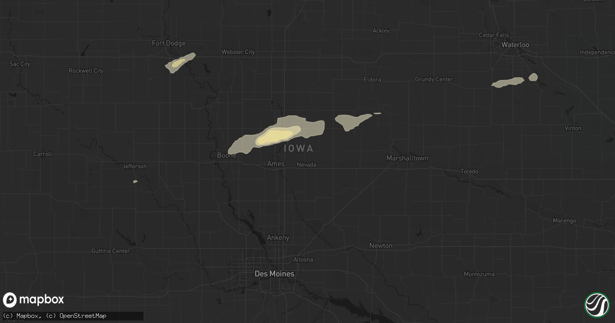 Hail map in Nevada, IA on June 28, 2026