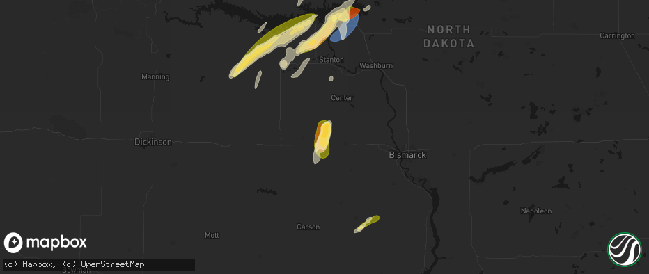 Hail map in New Salem, ND on June 28, 2026