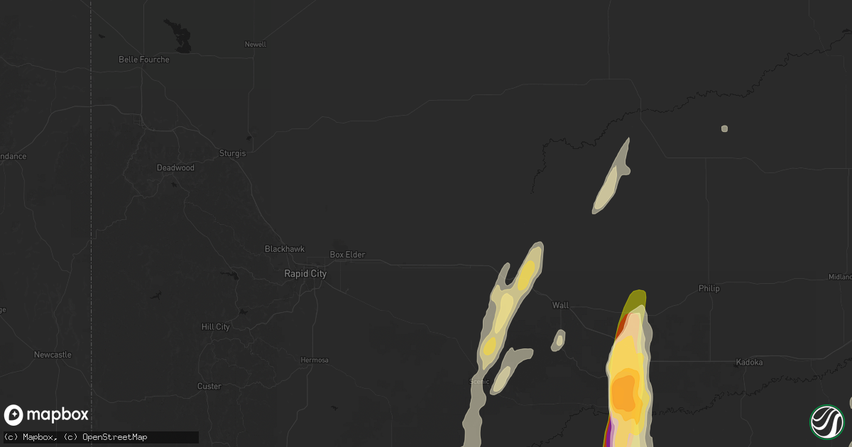 Hail map in New Underwood, SD on June 28, 2026