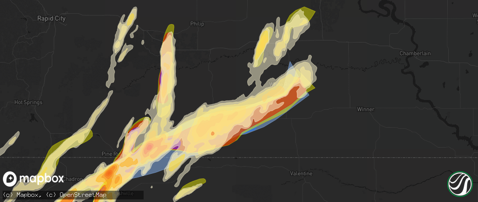 Hail map in Norris, SD on June 28, 2026