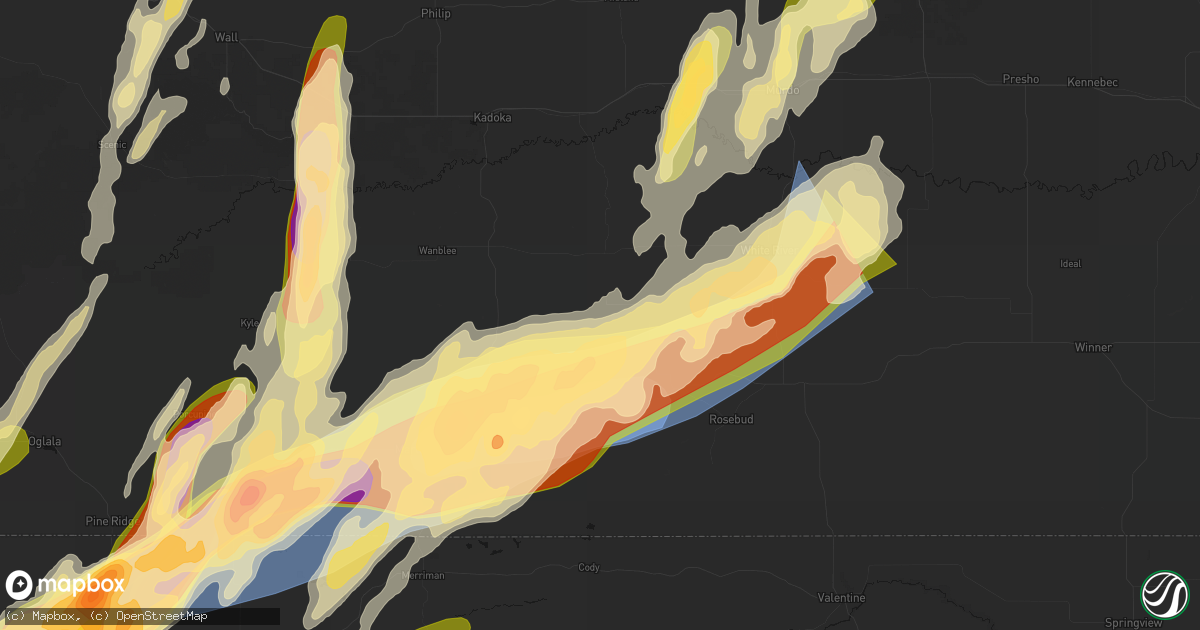 Hail map in Norris, SD on June 28, 2026