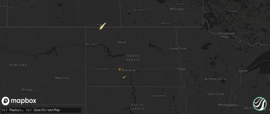 Hail map in North Dakota on June 28, 2026