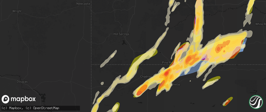 Hail map in Oelrichs, SD on June 28, 2026