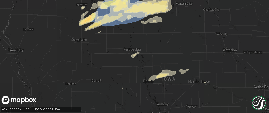 Hail map in Otho, IA on June 28, 2026