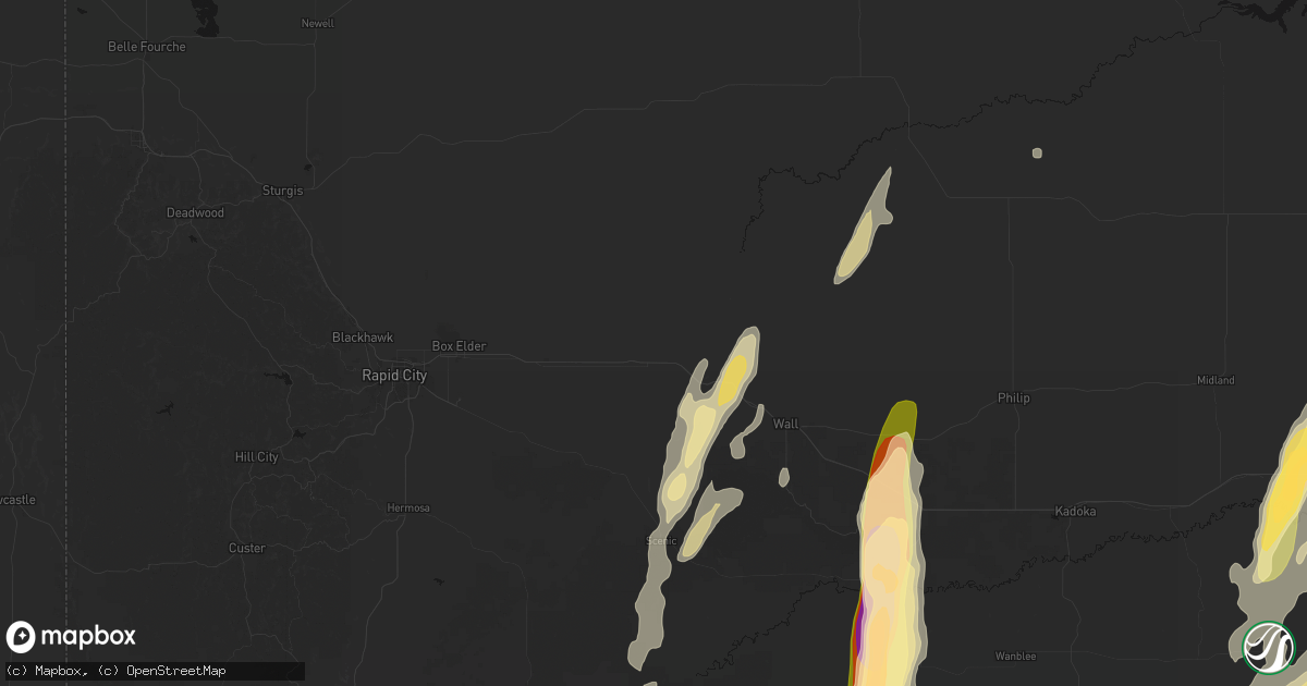 Hail map in Owanka, SD on June 28, 2026