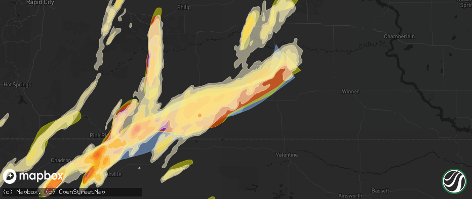 Hail map in Parmelee, SD on June 28, 2026