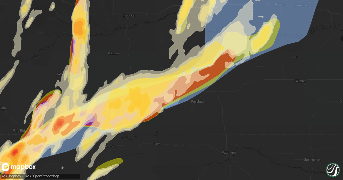 Hail map in Parmelee, SD on June 28, 2026