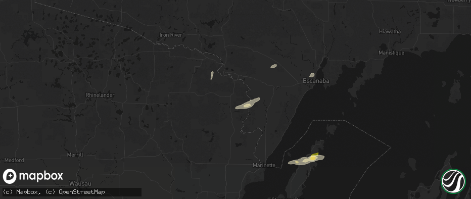Hail map in Pembine, WI on June 28, 2026