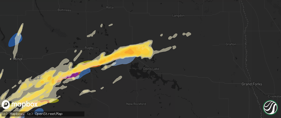 Hail map in Penn, ND on June 28, 2026