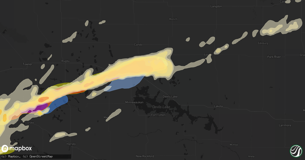 Hail map in Penn, ND on June 28, 2026