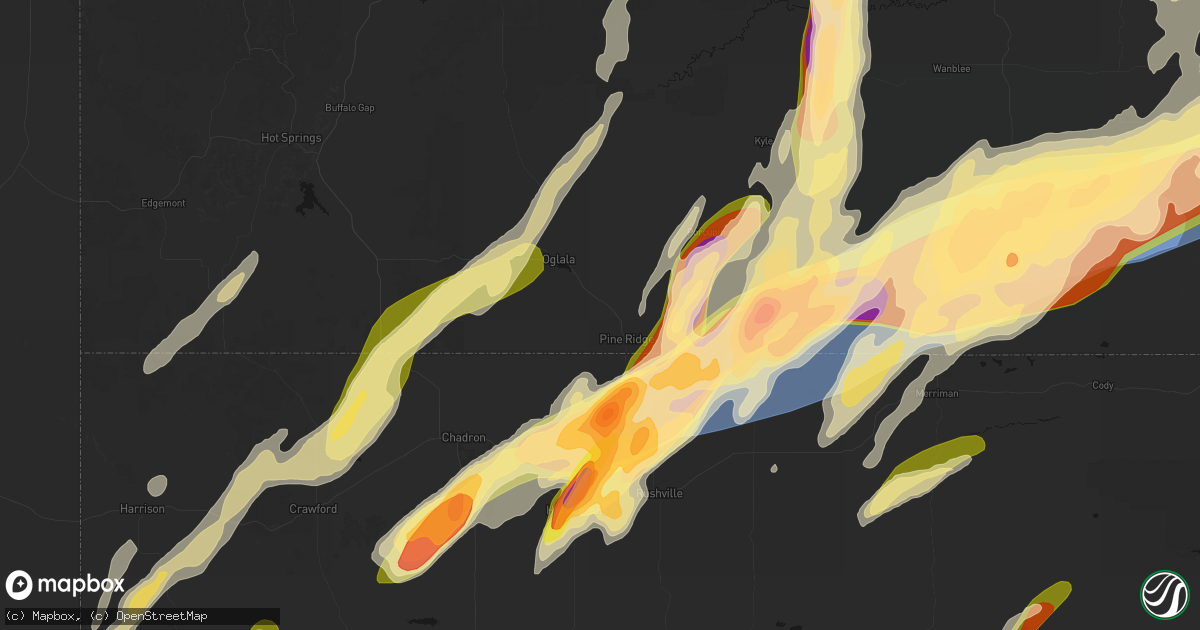 Hail map in Pine Ridge, SD on June 28, 2026