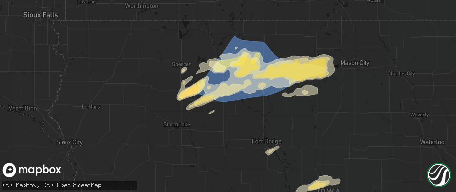 Hail map in Plover, IA on June 28, 2026