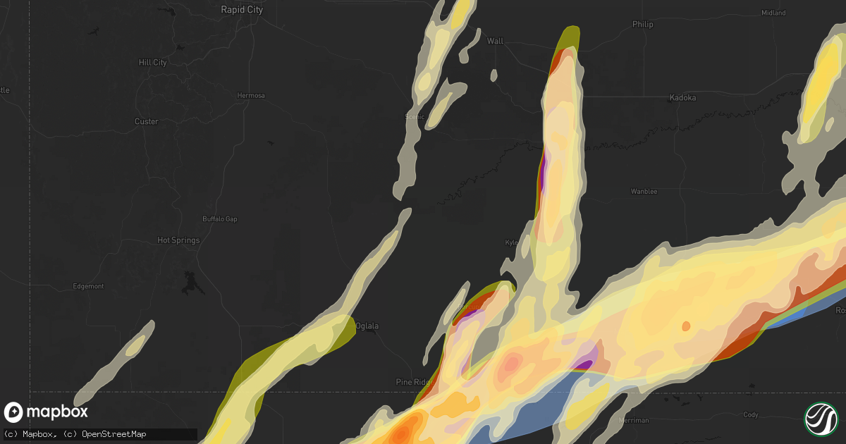 Hail map in Porcupine, SD on June 28, 2026