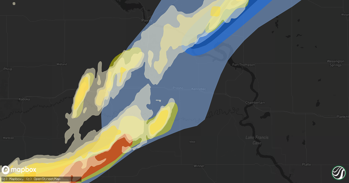 Hail map in Presho, SD on June 28, 2026