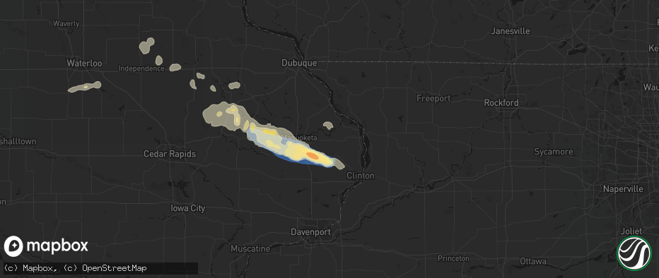 Hail map in Preston, IA on June 28, 2026