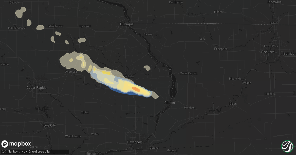 Hail map in Preston, IA on June 28, 2026